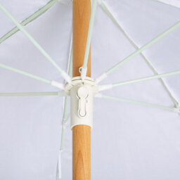 Wyld And Coco 150 Cm Round Tilting Garden Parasol - White Recycled Polyester Canopy, Beech Wood Pole - thumbnail 8
