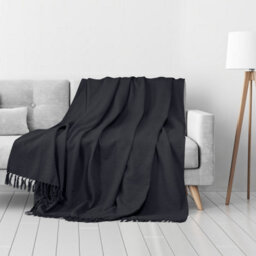 Ehc Waffle Cotton Woven King Size Sofa Throw 3 Seater Sofa/ Chair/ Double Bed, 225 X 250 Cm, Dark Grey - thumbnail 3