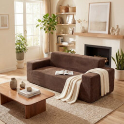 Costway Corduroy 3-Seater Sofa Boneless Loveseat Couch With High Backrest Wide Armrest Brown - thumbnail 6
