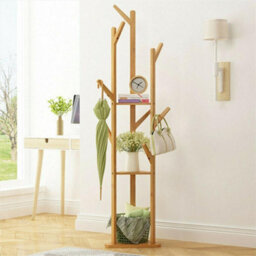 Fativo  Free Standing Coat Rack Hall Stand Shoe Bench Garment Storage Shelves Entryway 166Cm H - thumbnail 4