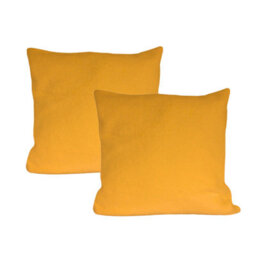 Urban Textures Pack Of 2 Teddy Cushion Covers Square Faux Fur Fleece Pillow Case Cover - 18 X 18 Inches Mustard