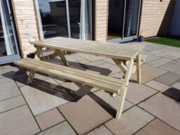 Arbor Garden Solutions Fortem Pub Style Picnic Table Benches Set (7Ft, Natural Finish) - thumbnail 6