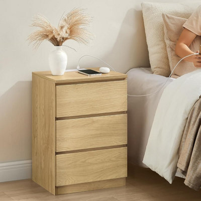 Songmics Charging Nightstand Pair, Side Tables With Power Strips, Drawer Storage, Usb Ports, Straw Yellow - image 1