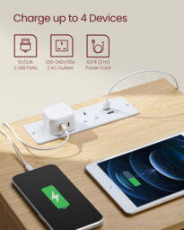Songmics Charging Nightstand Pair, Side Tables With Power Strips, Drawer Storage, Usb Ports, Straw Yellow - thumbnail 7