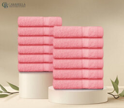Casabella Premium Quality 12 Pink Face Towels 30X30Cm Highly Absorbent Face Cloth Set, 100% Combed Cotton 650 Gsm - thumbnail 6
