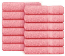 Casabella Premium Quality 12 Pink Face Towels 30X30Cm Highly Absorbent Face Cloth Set, 100% Combed Cotton 650 Gsm - thumbnail 1