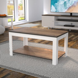 Avf 90Cm X 50Cm Whitesands Coffee Table - Satin White & Wood - thumbnail 2