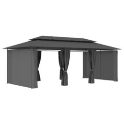 Berkfield Gazebo With Curtains 600X298X270 Cm Anthracite - thumbnail 2