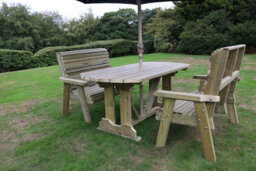 Churnet Valley Garden Furniture Ltd Ergo Table Bench Set - Sits 4, Wooden Alfresco Garden Dining Furniture Set - L250 X W180 X H105 Cm - Min. Assembly Required - thumbnail 5