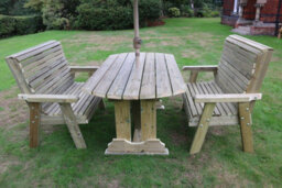 Churnet Valley Garden Furniture Ltd Ergo Table Bench Set - Sits 4, Wooden Alfresco Garden Dining Furniture Set - L250 X W180 X H105 Cm - Min. Assembly Required - thumbnail 3