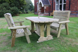 Churnet Valley Garden Furniture Ltd Ergo Table Bench Set - Sits 4, Wooden Alfresco Garden Dining Furniture Set - L250 X W180 X H105 Cm - Min. Assembly Required - thumbnail 6