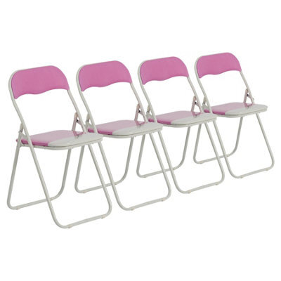 Harbour Housewares Coloured Padded Folding Chairs - Pink - Pack Of 4 - image 1