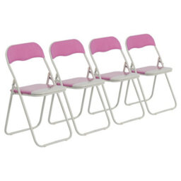 Harbour Housewares Coloured Padded Folding Chairs - Pink - Pack Of 4 - thumbnail 1