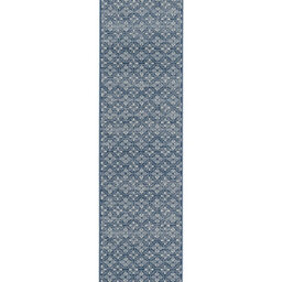 Loomed Blue White Mosaic Cut To Measure Stair Carpet Runner 70Cm Wide (2Ft 3In W X 12Ft L) - thumbnail 6