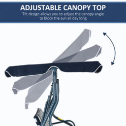 Outsunny 3-Person Garden Swing Chair W/ Adjustable Canopy, Blue Stripes - thumbnail 4