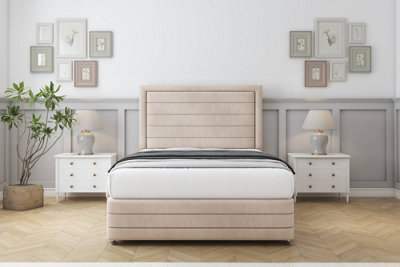 "Sloomy Ashford Sand Naples Divan Bed Set 2 Drawers Right Side - 54"" Floor Standing  & 12"" Footboard 3' Single" - image 1