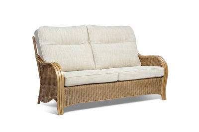 Desser Turin Light Oak Natural Rattan 3 Seater Conservatory Sofa Indoor Real Cane Wicker Sofa With Uk Sewn Cushions In Jasper - image 1