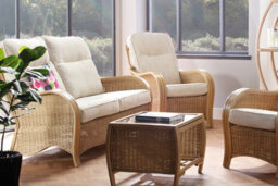 Desser Turin Light Oak Natural Rattan 3 Seater Conservatory Sofa Indoor Real Cane Wicker Sofa With Uk Sewn Cushions In Jasper - thumbnail 2