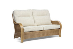 Desser Turin Light Oak Natural Rattan 3 Seater Conservatory Sofa Indoor Real Cane Wicker Sofa With Uk Sewn Cushions In Jasper