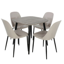 Core Products Aspen Grey Oak Effect 80Cm Square Dining Table With 4 Calico Plastic Duo Design Chairs - thumbnail 2