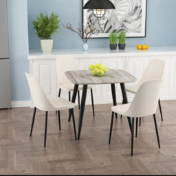 Core Products Aspen Grey Oak Effect 80Cm Square Dining Table With 4 Calico Plastic Duo Design Chairs