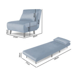 Aurora 1 Seat Sofa Bed Blue Velvet - thumbnail 6