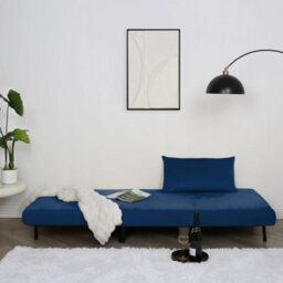 Aurora 1 Seat Sofa Bed Blue Velvet - thumbnail 2