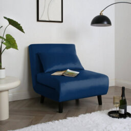Aurora 1 Seat Sofa Bed Blue Velvet - thumbnail 1