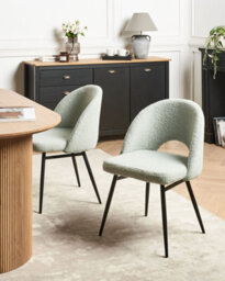 Beliani Set Of 2 Dining Chairs Onaga Boucle Light Green - thumbnail 2