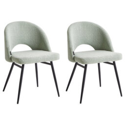 Beliani Set Of 2 Dining Chairs Onaga Boucle Light Green - thumbnail 4