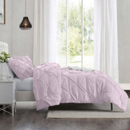 Ameha Pintuck Duvet Cover Set With Pillowcase & Anti-Allergic Microfiber Pinch Pleat Diamond Design Pink Blush Double 200X200Cm - thumbnail 5