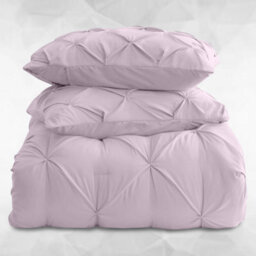 Ameha Pintuck Duvet Cover Set With Pillowcase & Anti-Allergic Microfiber Pinch Pleat Diamond Design Pink Blush Double 200X200Cm - thumbnail 2