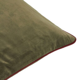 furn. Furn Meridian Plain Velvet Piped Polyester Filled Cushion, Fir Green/dark Red, 45 X 45Cm - thumbnail 4
