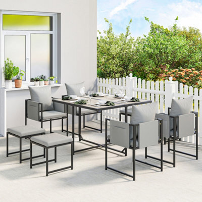 Outsunny 8 Seater Garden Dining Set, Cube Garden Furniture With Cushions - image 1