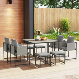 Outsunny 8 Seater Garden Dining Set, Cube Garden Furniture With Cushions - thumbnail 8