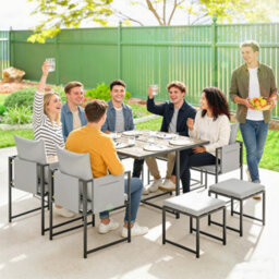 Outsunny 8 Seater Garden Dining Set, Cube Garden Furniture With Cushions - thumbnail 9