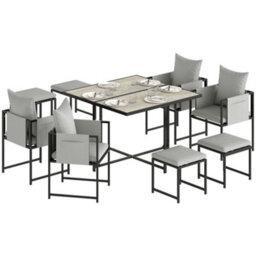 Outsunny 8 Seater Garden Dining Set, Cube Garden Furniture With Cushions - thumbnail 2