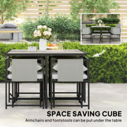 Outsunny 8 Seater Garden Dining Set, Cube Garden Furniture With Cushions - thumbnail 4