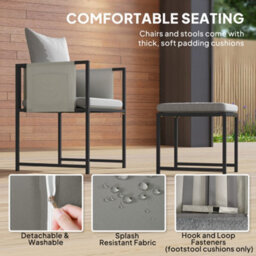 Outsunny 8 Seater Garden Dining Set, Cube Garden Furniture With Cushions - thumbnail 5
