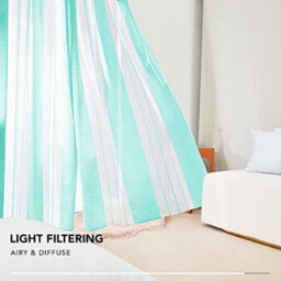 Deconovo Sheer Curtains Yarn-Dyed Faux Linen Home Decorative Eyelet Voile Curtains, 55 X 54 Inch Light Green 2 Panels - thumbnail 3