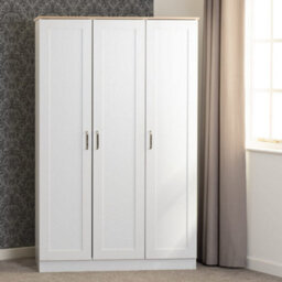 Seconique Portland 3 Door Wardrobe In White With Oak Effect Finish - thumbnail 5