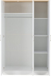 Seconique Portland 3 Door Wardrobe In White With Oak Effect Finish - thumbnail 2