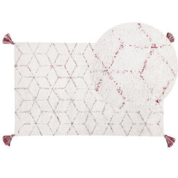 Beliani Rug Sakarya White 80 X 150 Cm Cotton
