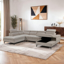 More4Homes Leon Fabric Pull Out Corner Sofa Bed Beige - thumbnail 7