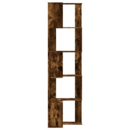 Berkfield Corner Bookcase 5-Tier Smoked Oak 50X50X179 Cm Engineered Wood - thumbnail 5