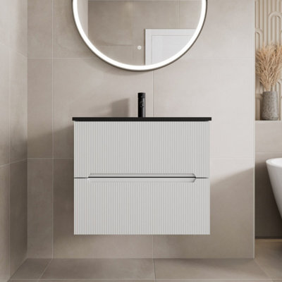 Affine 600mm Bathroom Cloakroom Vanity Unit Basin Wall Hung Furniture Soft Close White - image 1