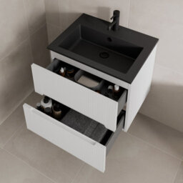 Affine 600mm Bathroom Cloakroom Vanity Unit Basin Wall Hung Furniture Soft Close White - thumbnail 3
