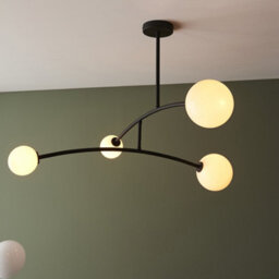 Luminosa Lighting Luminosa Rovigo 4 Light Ceiling Semi Flush Textured Matt Black & Gloss Opal Glass - thumbnail 3
