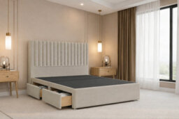 "Nexus Amalfi Plush Divan, Cream, 54"" Headboard, 2 Drawers Same Side, Open Coil Mattress, King" - thumbnail 4
