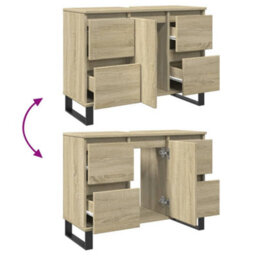 Berkfield Bathroom Cabinet Sonoma Oak 80X33X60 Cm Engineered Wood - thumbnail 6